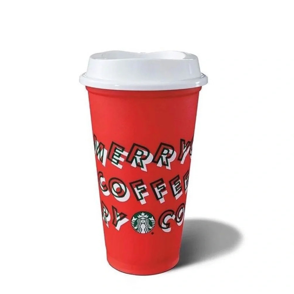 STARBUCKS Merry Coffee Red Christmas reusable cup